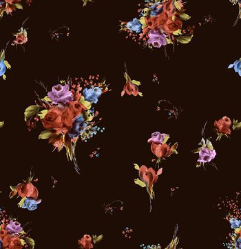 476138-复古  时尚大牌 手绘玫瑰 服装花