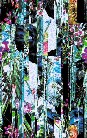 476276-欧美流行时尚手绘抽象线条花卉拼贴