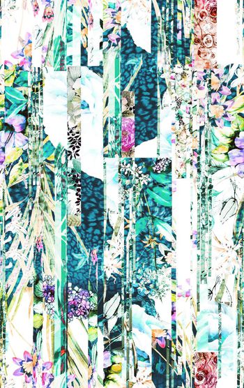 476277-欧美流行时尚手绘抽象线条花卉拼贴