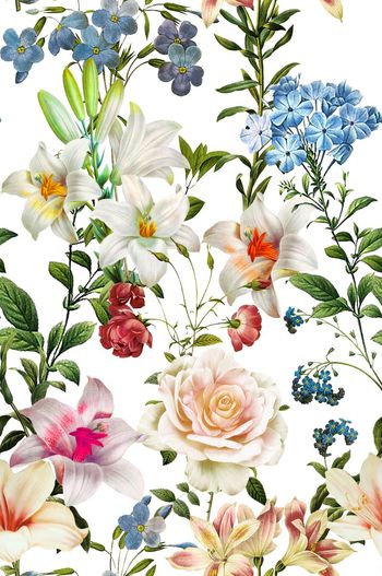 476295-欧美流行时尚手绘花卉印花
