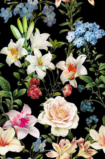 476296-欧美流行时尚手绘花卉印花