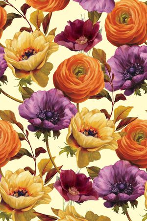 手绘花卉印花华亿平台图片