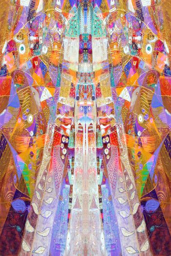 476523-WT504定位对称几何油画色彩斑斓