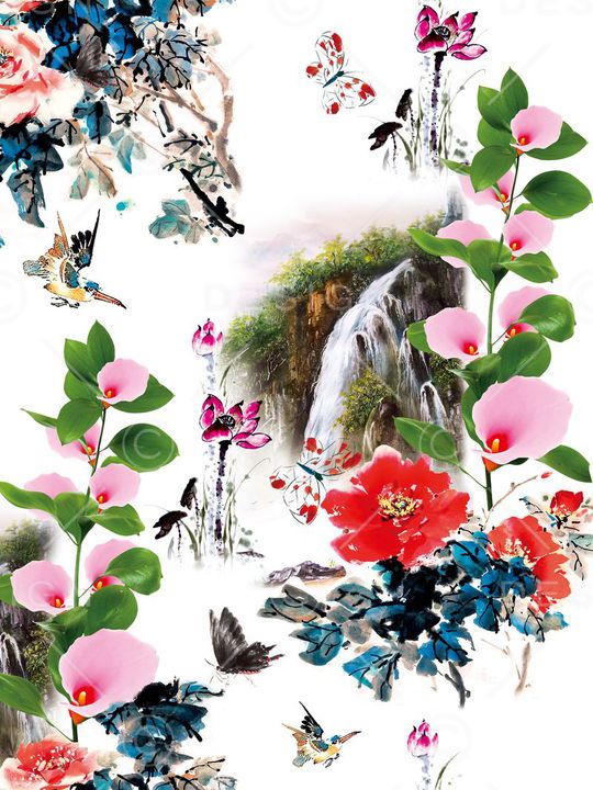 水墨印花华亿平台图片