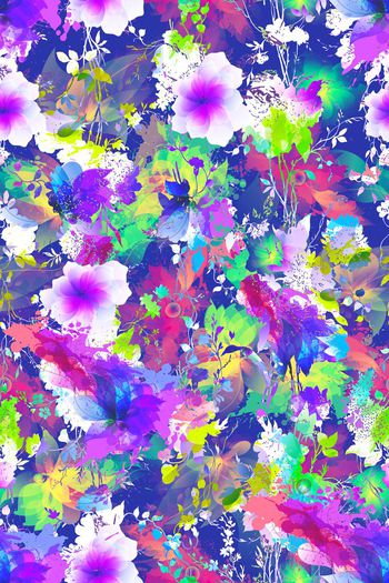 476674-炫彩  抽象 花卉组合 大牌女士服