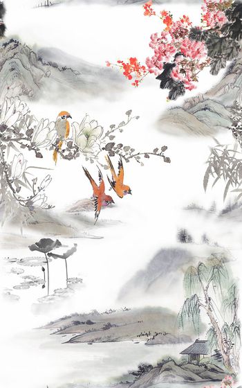 476766-中国风国画山水花鸟图