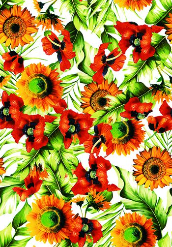 花叶坯布印花华亿平台图片