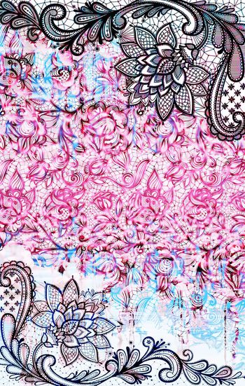 476798-欧美流行时尚幻彩抽象蕾丝定位印花