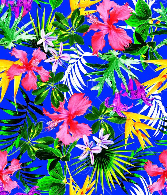 夏威夷热带叶子印花华亿平台图片