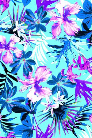 夏威夷热带叶子印花华亿平台图片