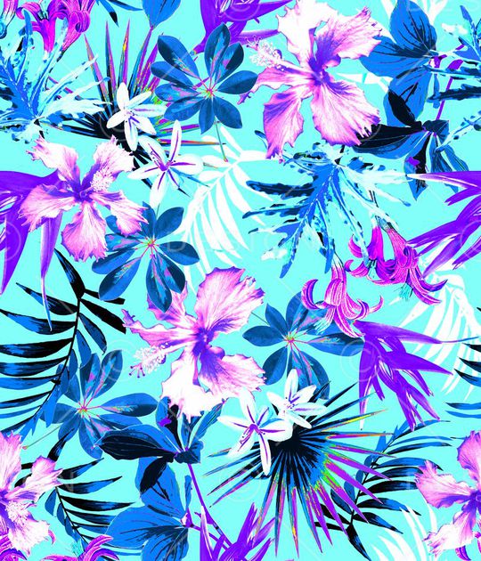 夏威夷热带叶子印花华亿平台图片