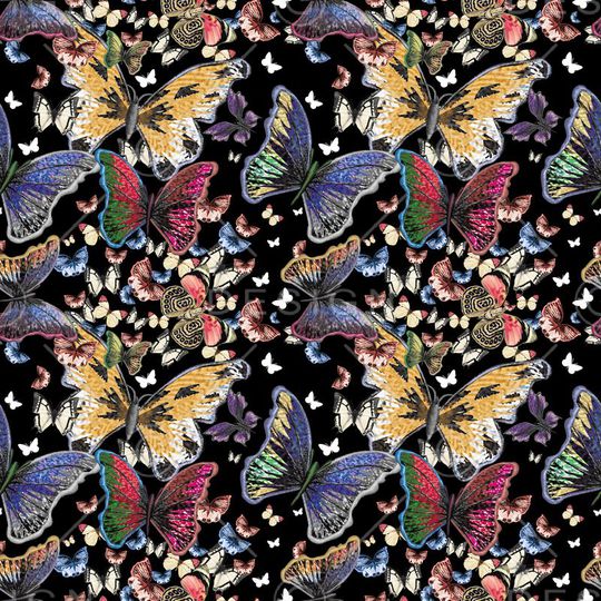 彩色蝴蝶印花华亿平台图片