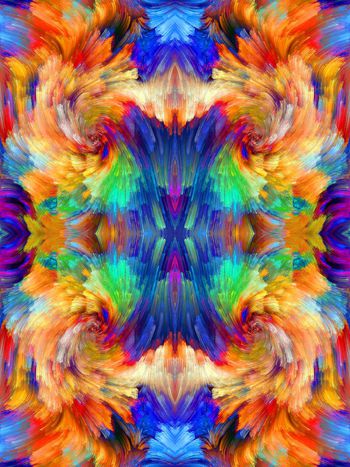 477247-欧美流行时尚手绘抽象幻彩左右对称 