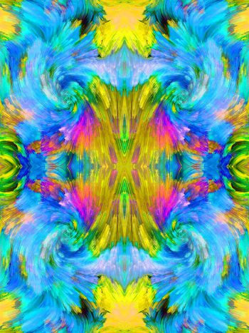 477248-欧美流行时尚手绘抽象幻彩左右对称 