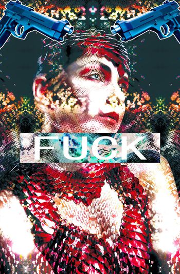 477461-欧美流行时尚枪支珠片美女 个性印花