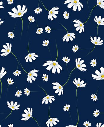 477674-简约手绘野菊花匹布数码印花2