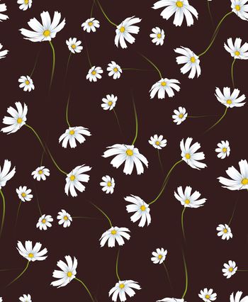 477675-简约手绘野菊花匹布数码印花2