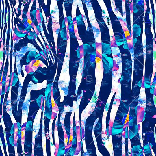 斑马纹花卉印花华亿平台图片