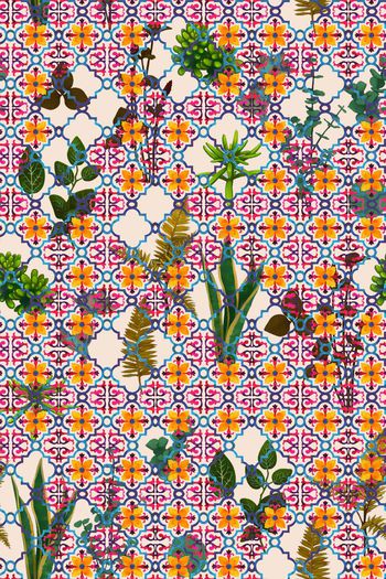 477922-欧式水彩窗格花卉