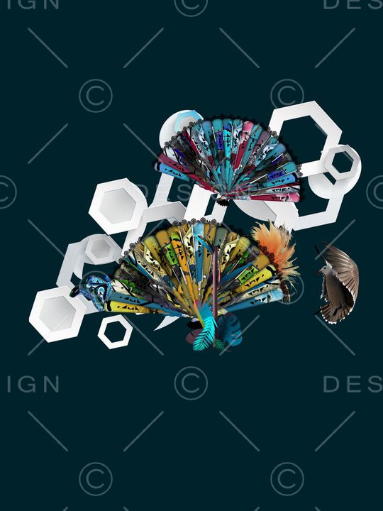 复古扇子印花华亿平台图片