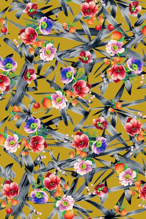 叶子黑白印花华亿平台图片