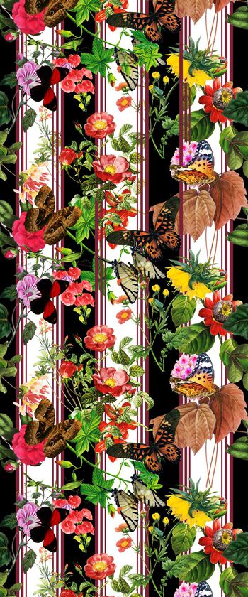 478344-复古 花卉 植物 蝴蝶 条纹 组合