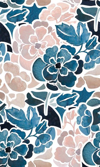 478386-手绘花朵数码匹布印花