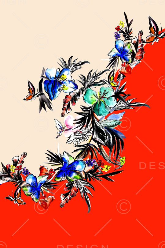 水彩花卉印花华亿平台图片