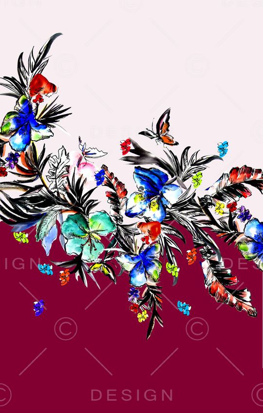 水彩花卉印花华亿平台图片