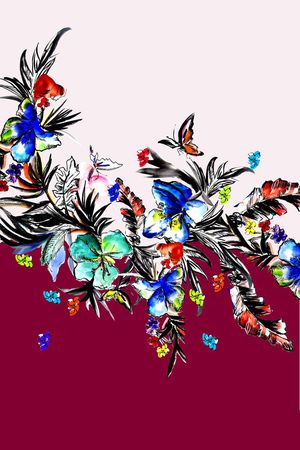 水彩花卉印花华亿平台图片