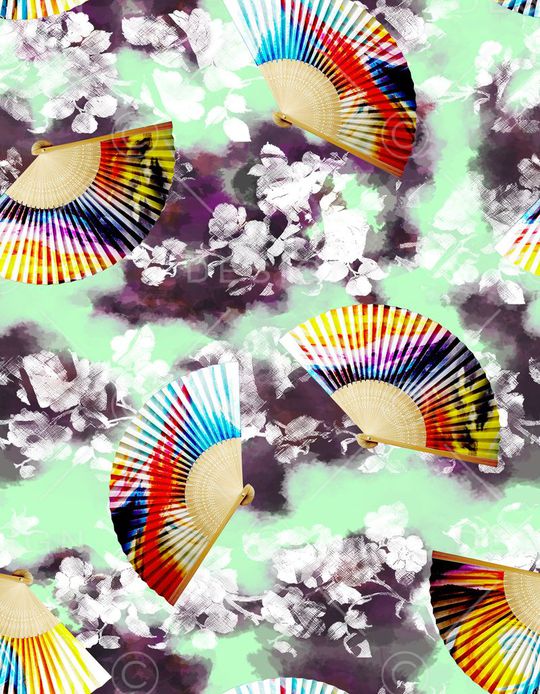 扇子印花华亿平台图片