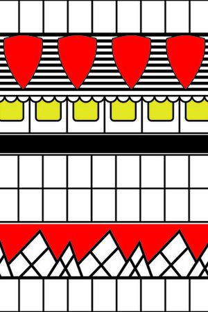 几何  红 黄 黑印花华亿平台图片