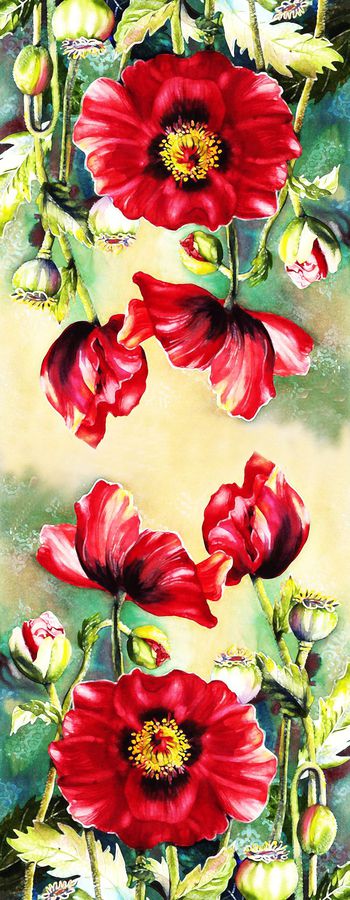 478560-时尚 大牌  水彩 花卉 对称 定