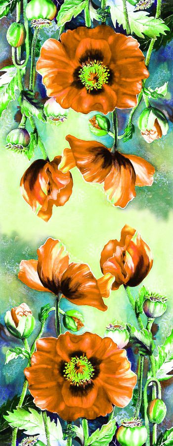 478561-时尚 大牌  水彩 花卉 对称 定