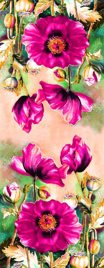 478563-时尚 大牌  水彩 花卉 对称 定