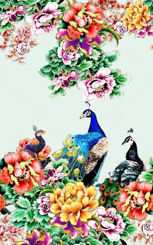 孔雀印花华亿平台图片