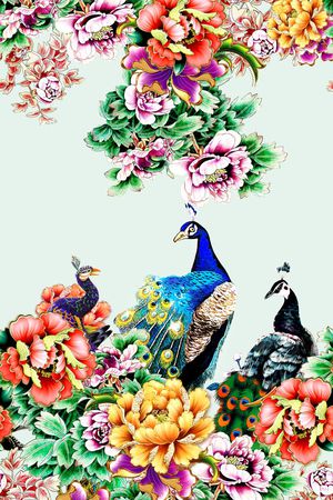 孔雀印花华亿平台图片