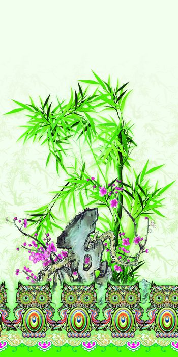 竹叶印花华亿平台图片