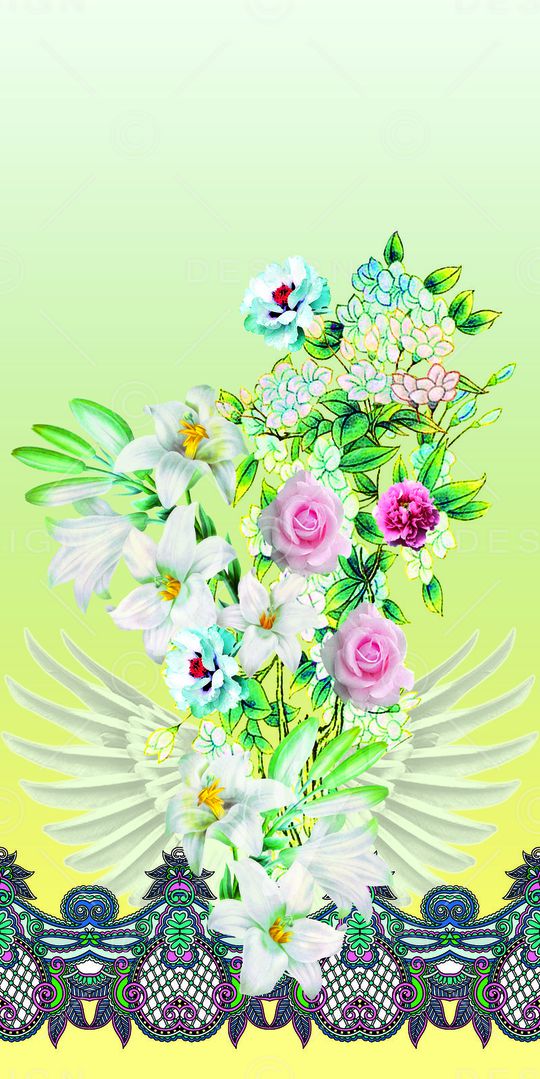 手绘花卉印花华亿平台图片