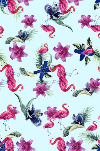 478759-热带 花 鸟 组合 服装 面料