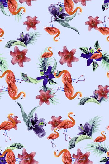 478760-热带 花 鸟 组合 服装 面料