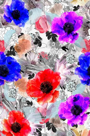 抽象花卉印花华亿平台图片