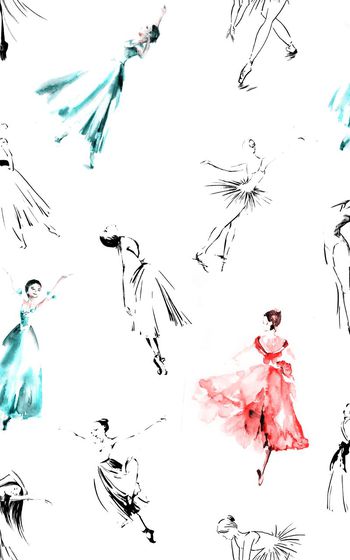 479092-休闲 手绘 水彩 线描 人物 独舞