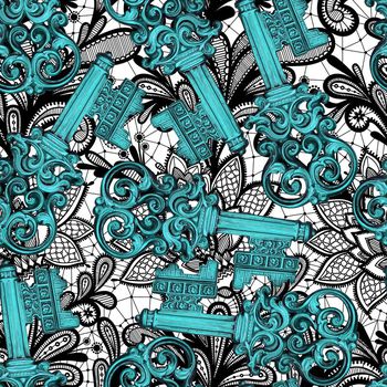 479237-复古钥匙蕾丝男装衬衣女装连衣裙半裙