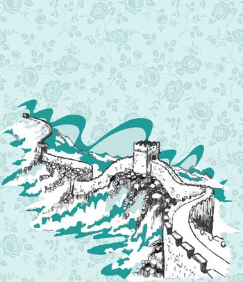 479512-长城定位T恤中长裙数码印花