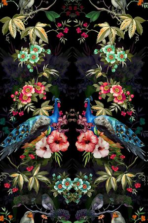 孔雀印花华亿平台图片