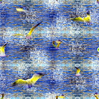 479595-时尚潮流飞鸟戏水花卉