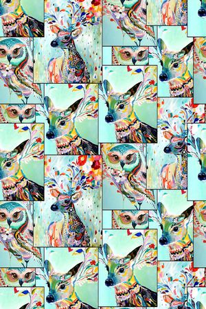 鹿猫头鹰印花华亿平台图片