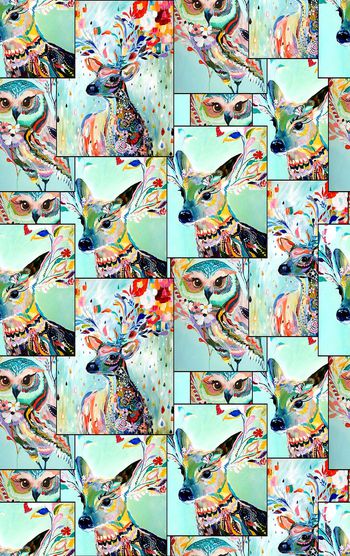 479681-手绘大牌鹿猫头鹰时尚大牌