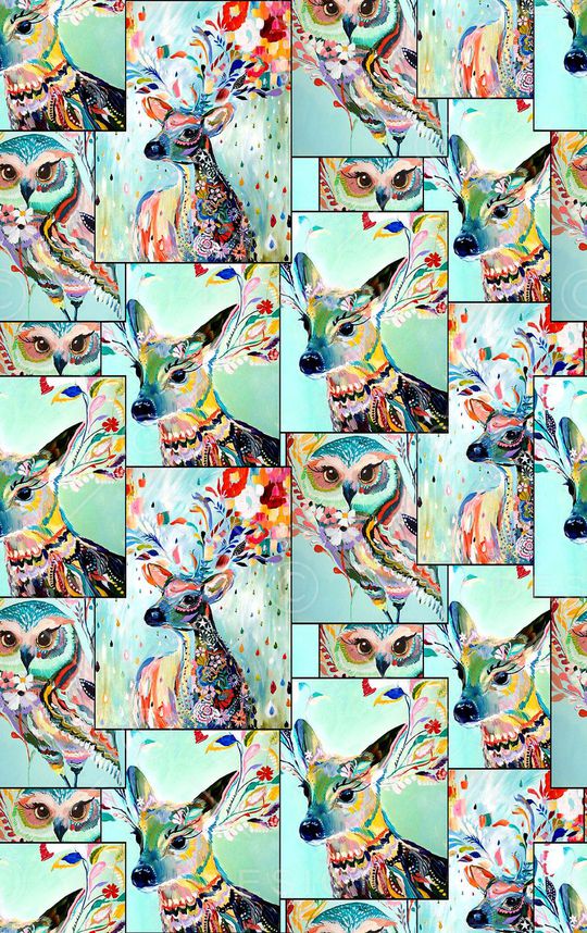 鹿猫头鹰印花华亿平台图片